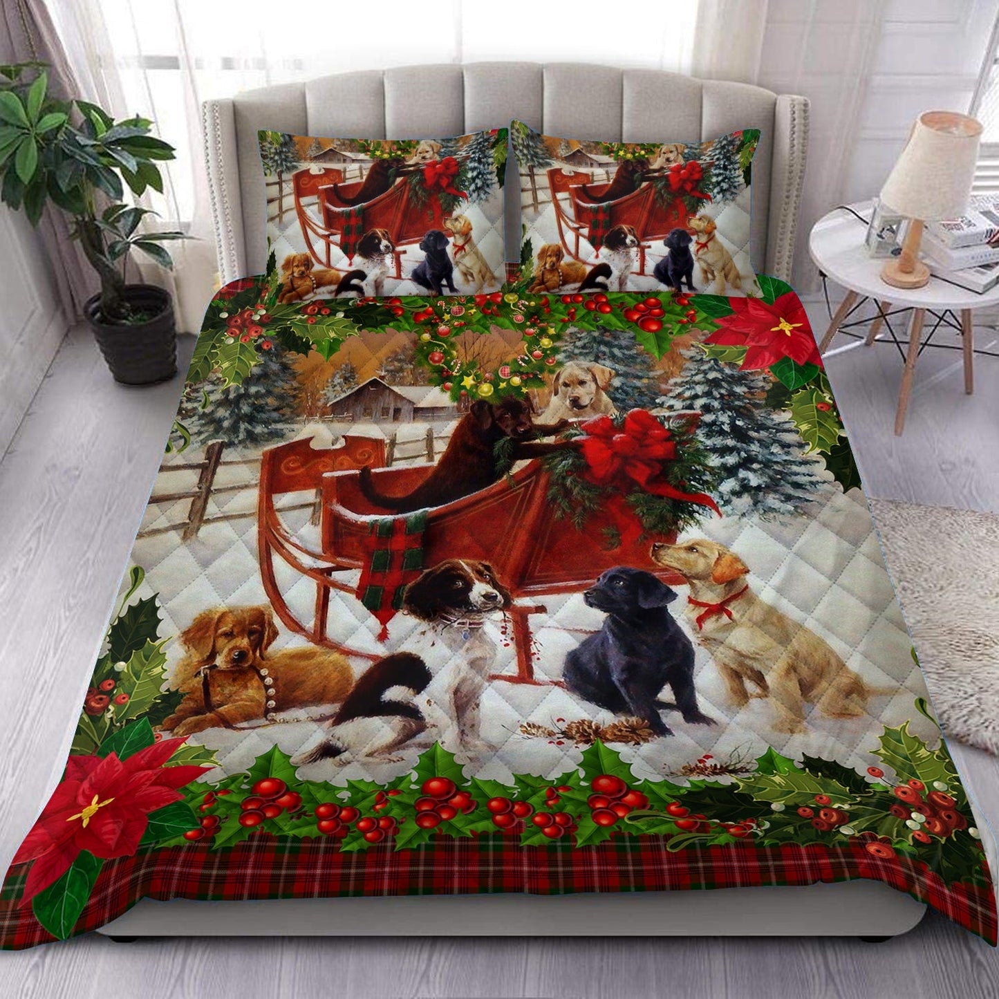 Dogs Christmas Quilt Bedding Set HN220906T