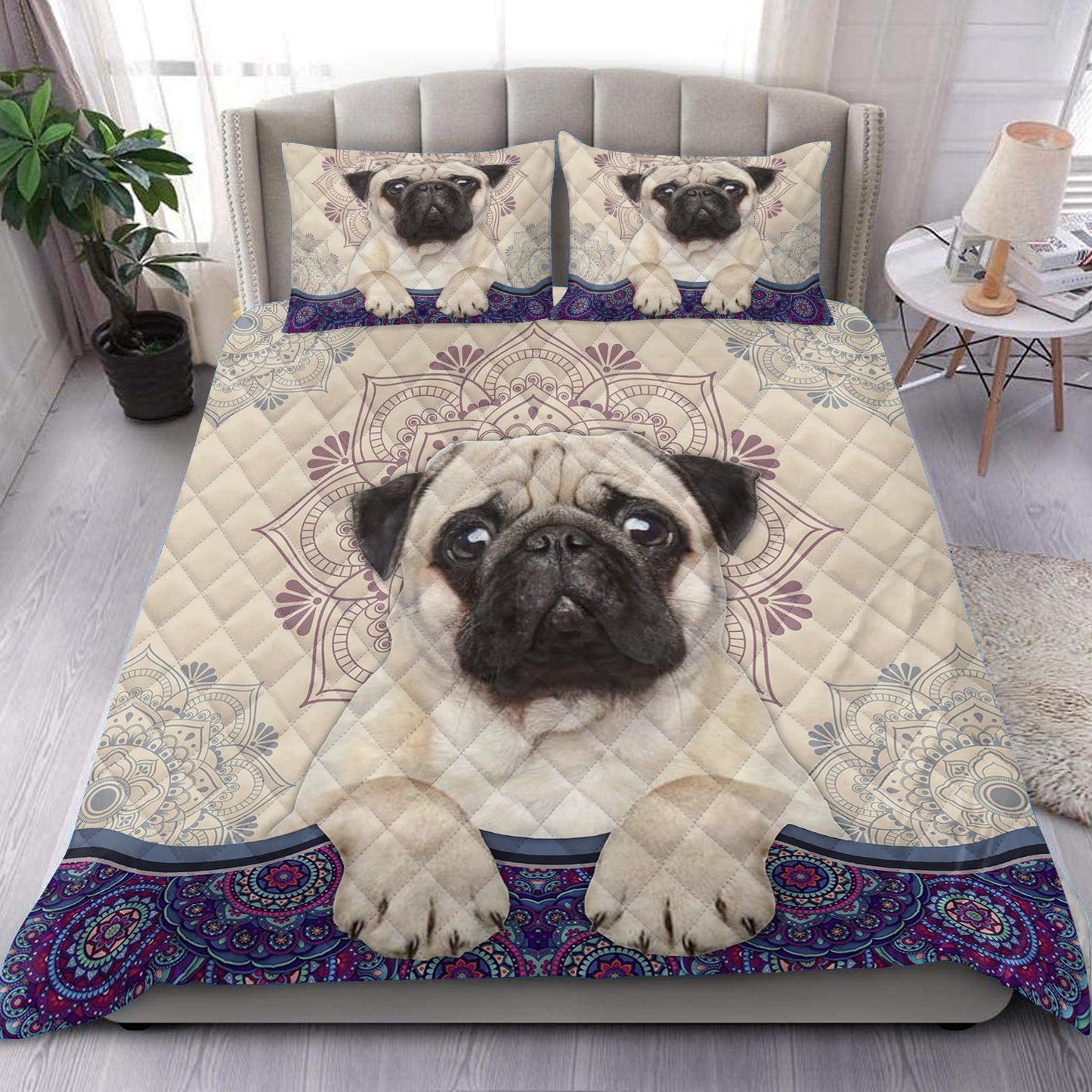 Pug Mandala Quilt Bedding Set HN210907T