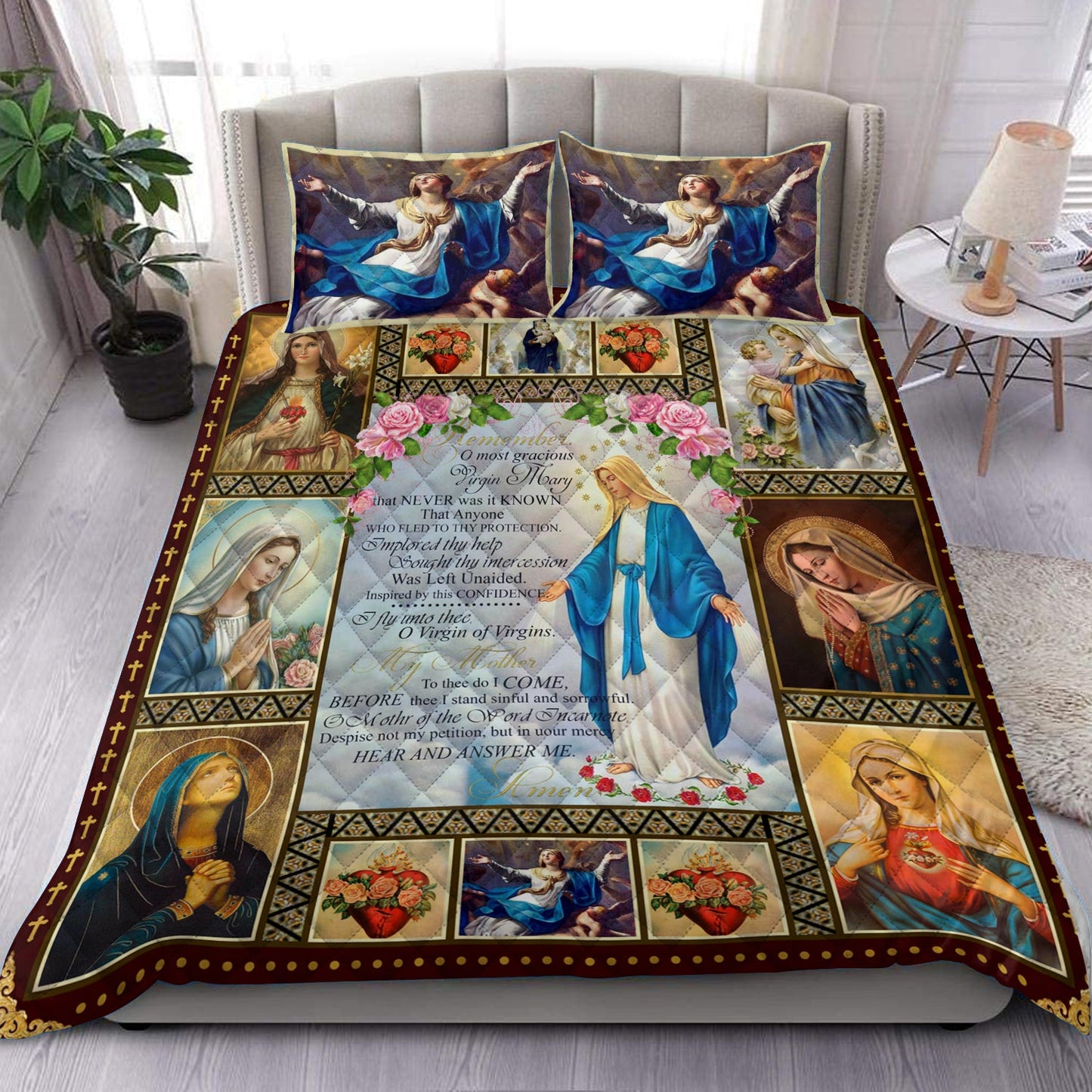 Virgin Mary Quilt Bedding Set HN150907T