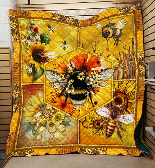 Bee Sunflower Quilt Blanket HN041101T