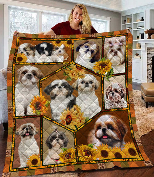 Shih Tzu Sunflower Quilt Blanket HN281001T