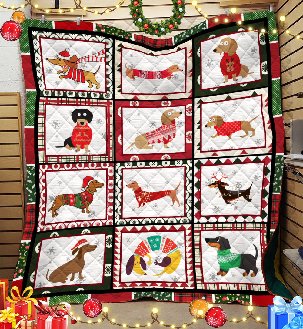 Dachshund Christmas Art Quilt HN211002T