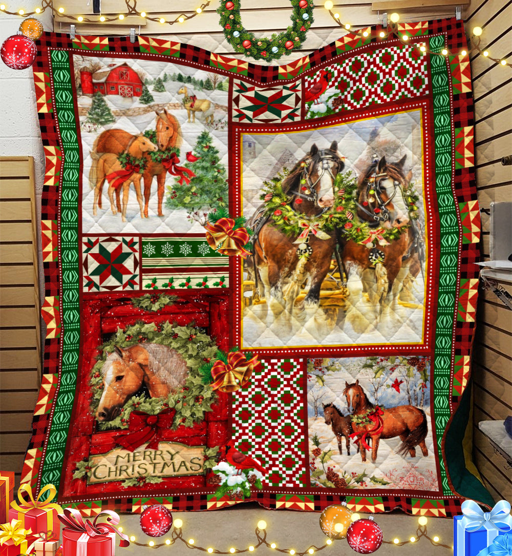 Horse Christmas Quilt Blanket HN221004T