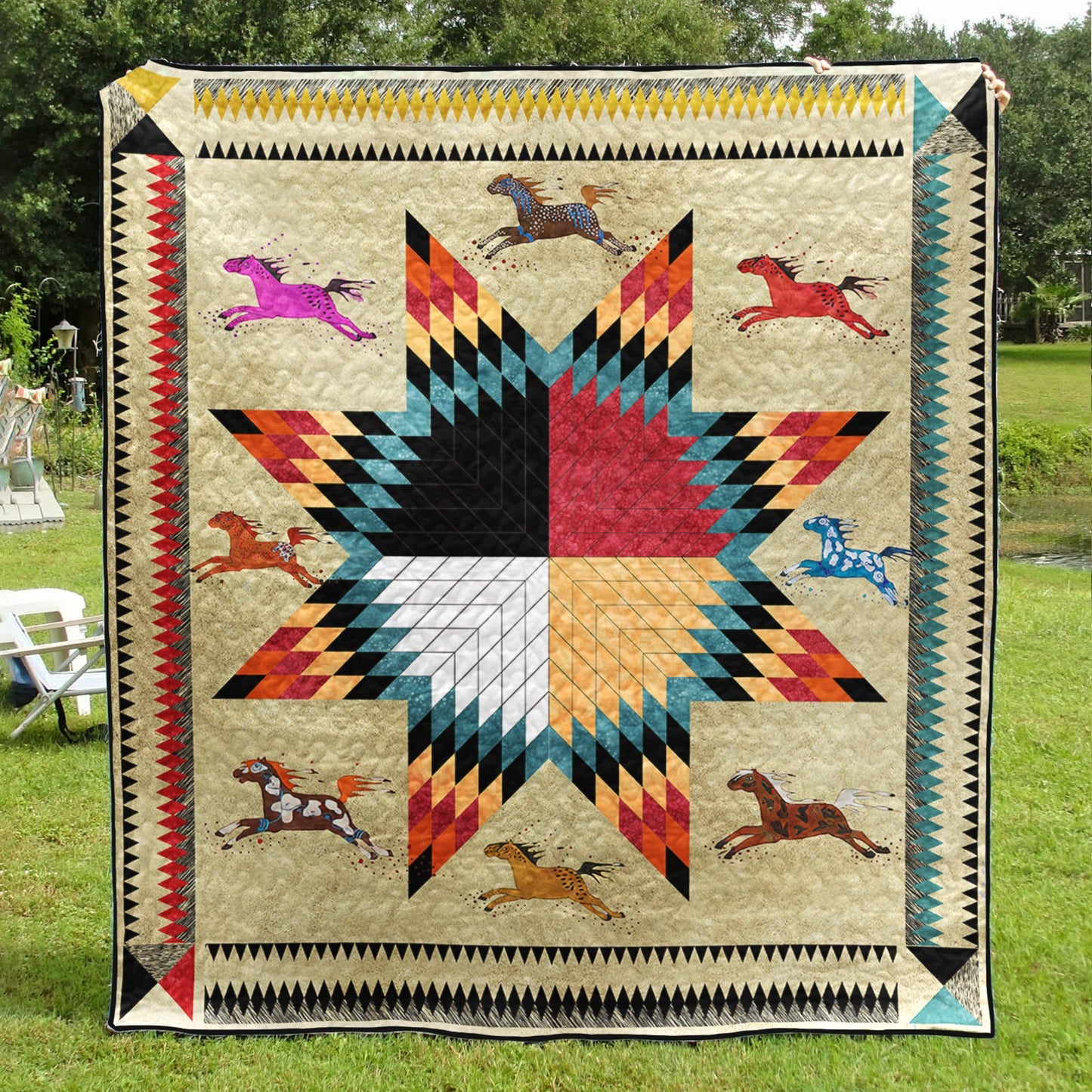 Horse Native American Inspired Star Art Quilt TL02082303BL