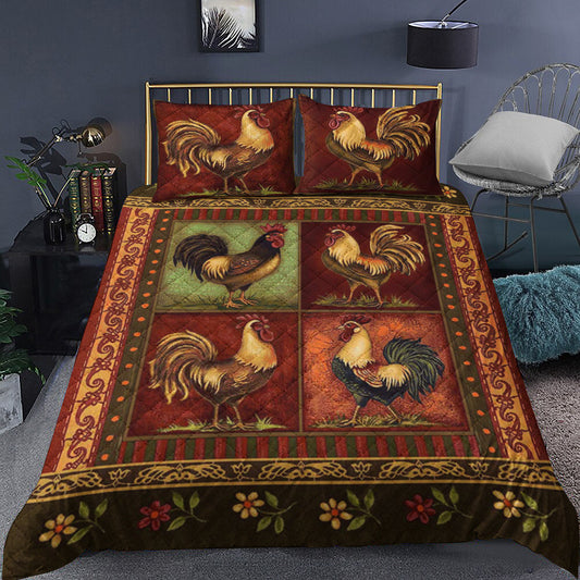 Rooster Quilt Bedding Set HT240902