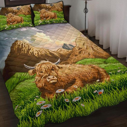 Scotland Highland Cattle Garden Quilt Bedding Set HT290902