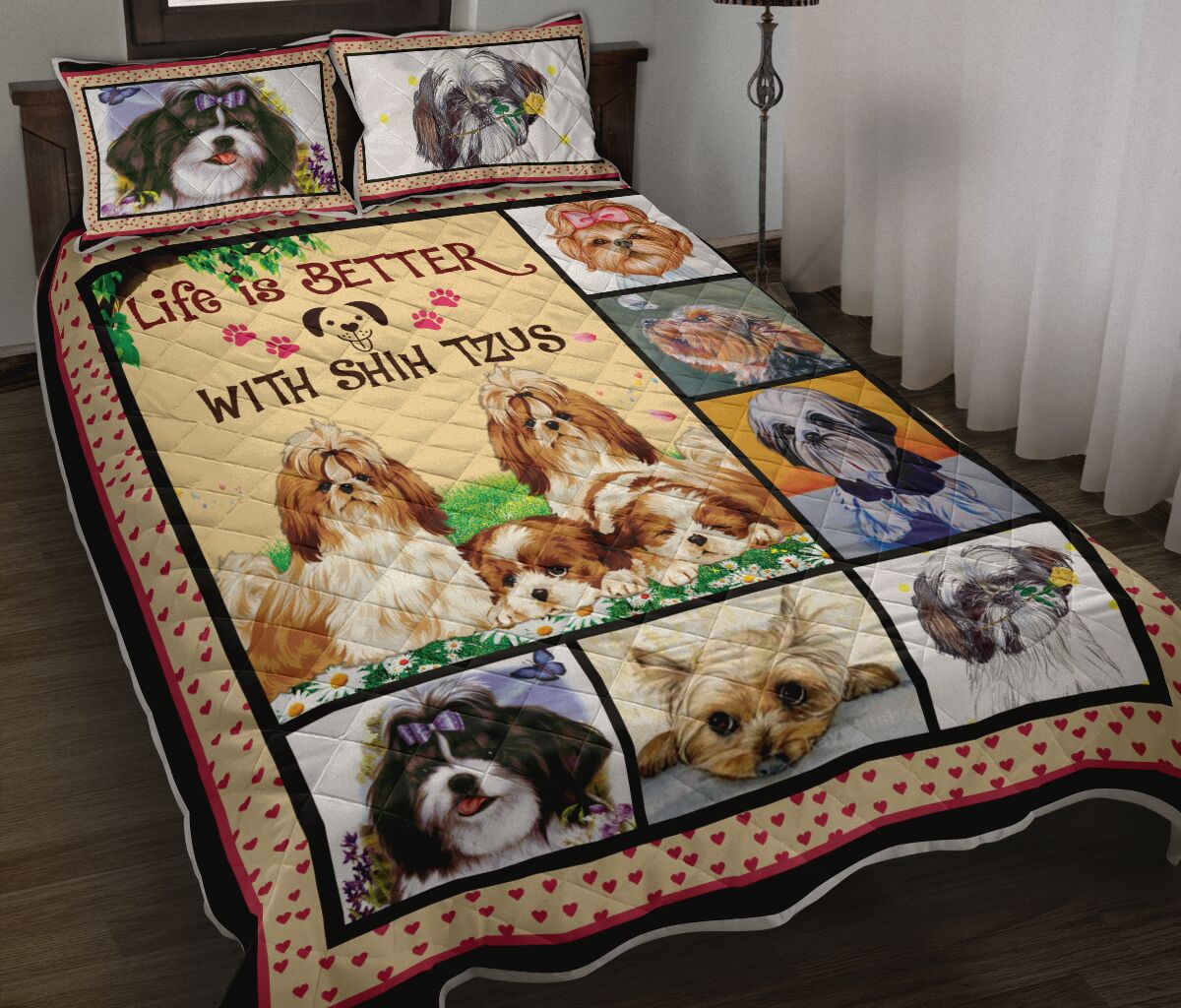 Shih Tzu Quilt Bedding Set HT140904