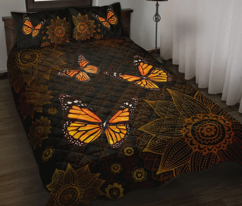 Butterfly Flower Quilt Bedding Set HT230905