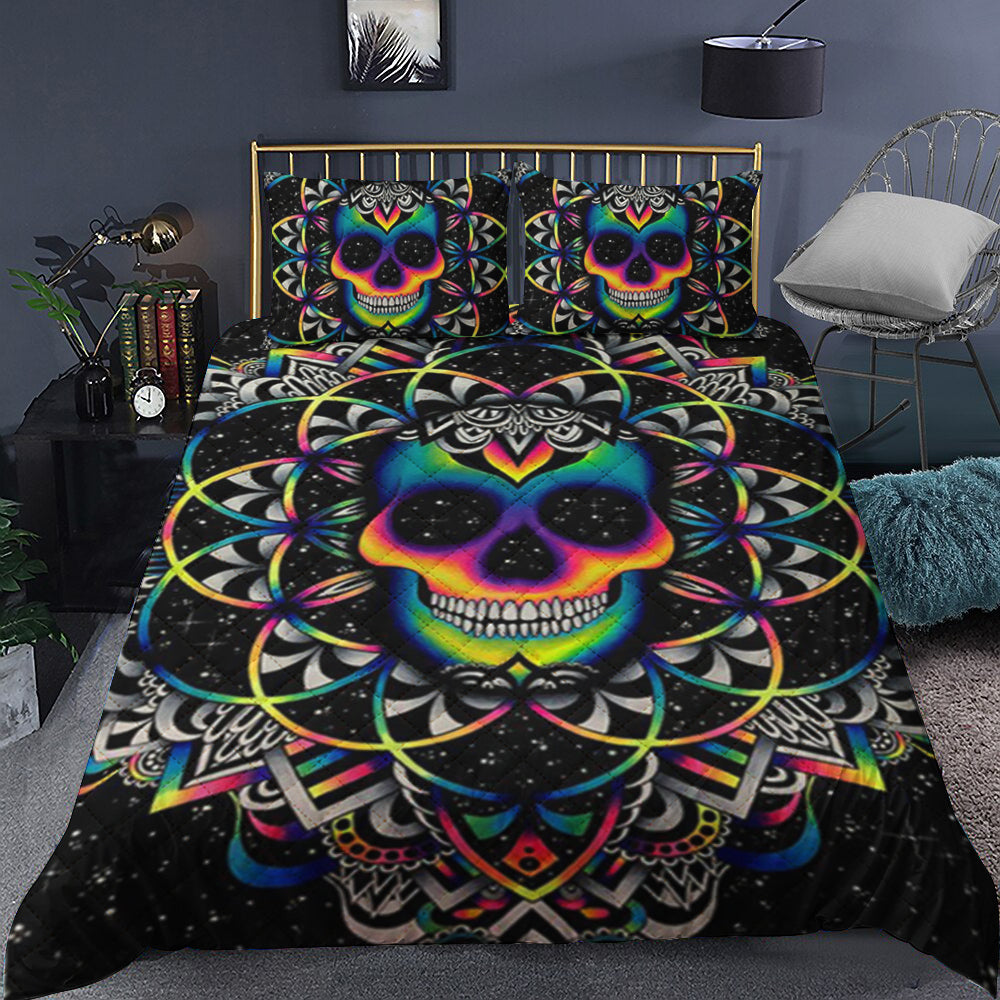 Colorful Skull Quilt Bedding Set HT240905