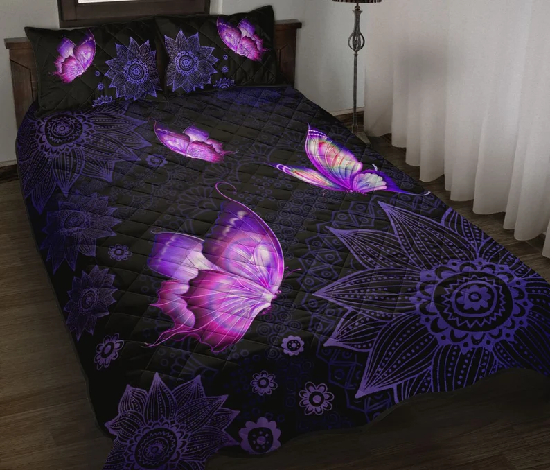 Butterfly Flower Quilt Bedding Set HT230905