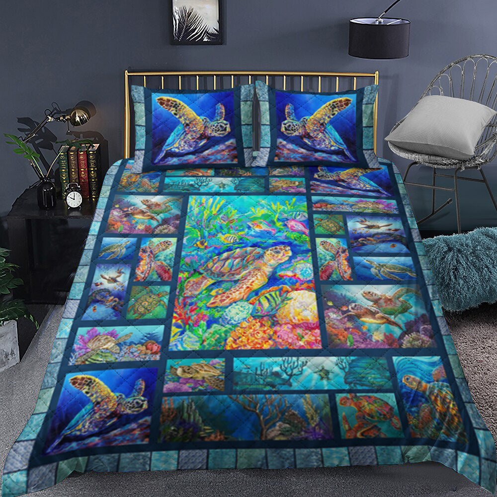 Turtle Quilt Bedding Set HT220906