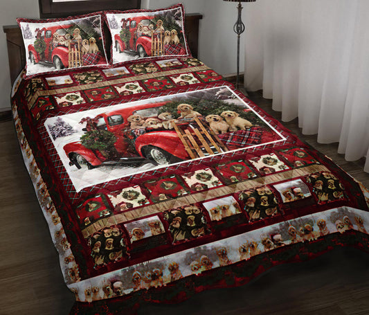 Santa's Puppies Quilt Bedding Set HT160909