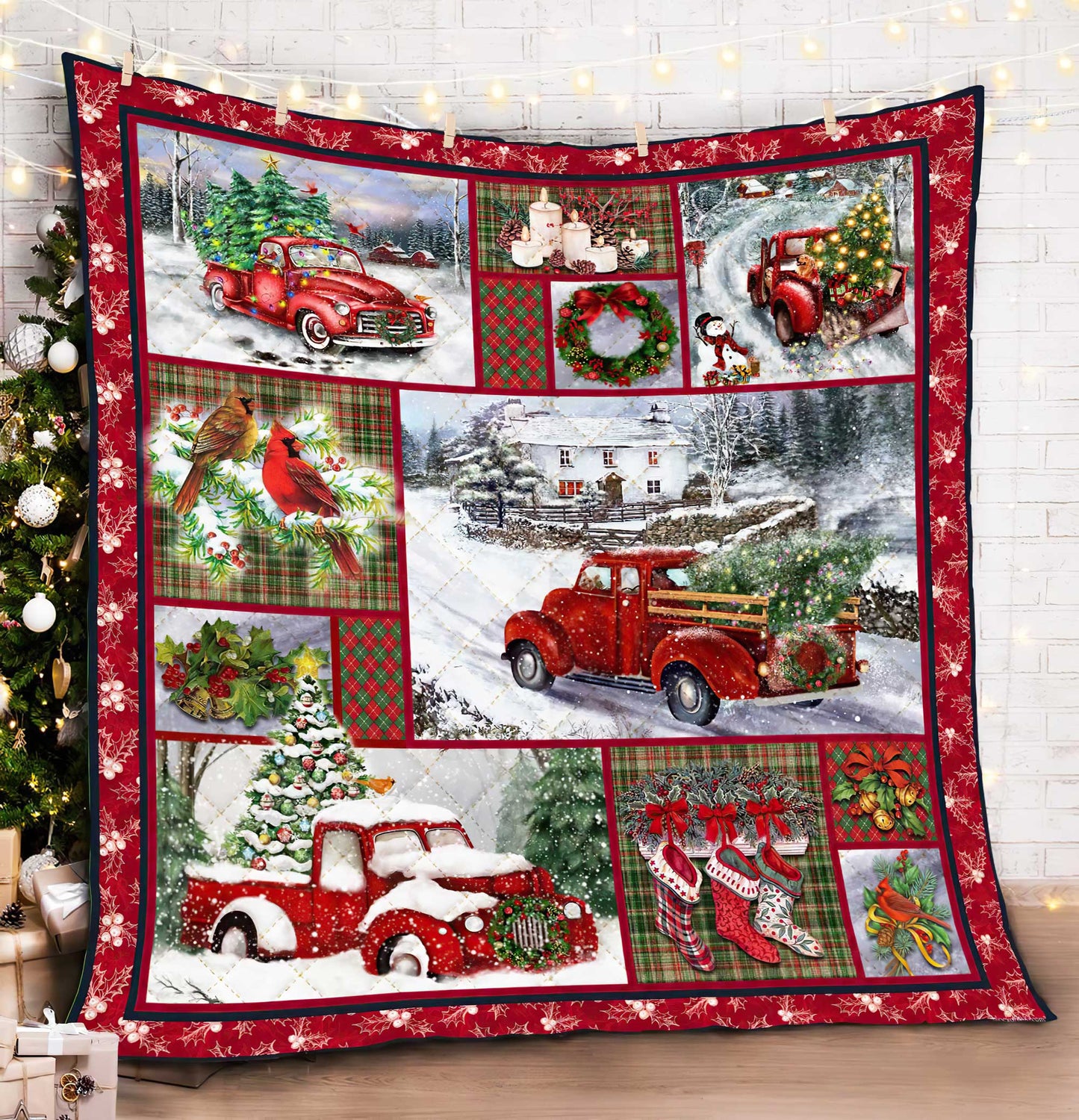 Red Truck Christmas Quilt Blanket HT011101