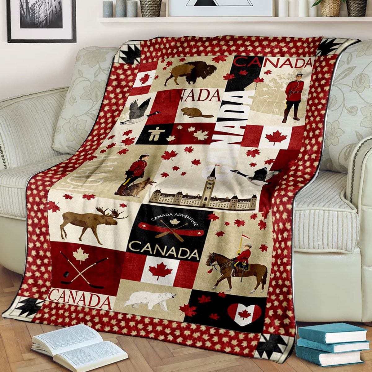 Canada Sherpa Fleece Blanket HT121001