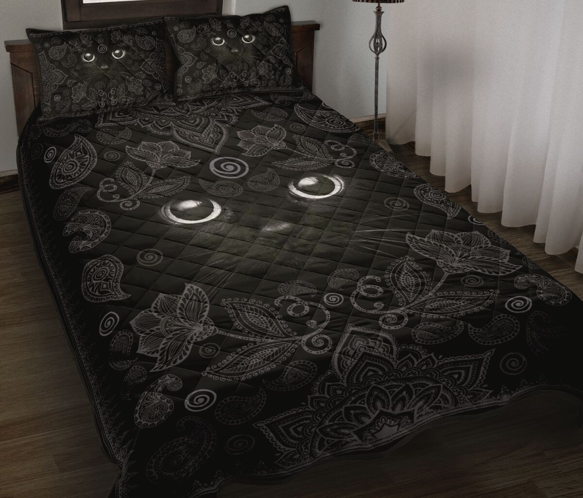 Black Cat Quilt Bedding Set HT240914