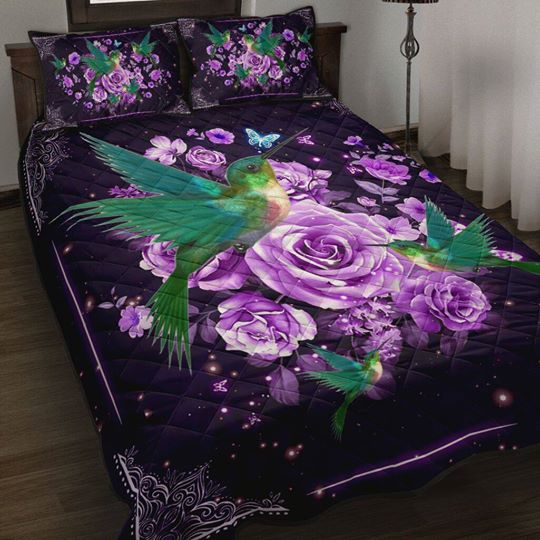 Hummingbird Floral Quilt Bed Sheet HT240917