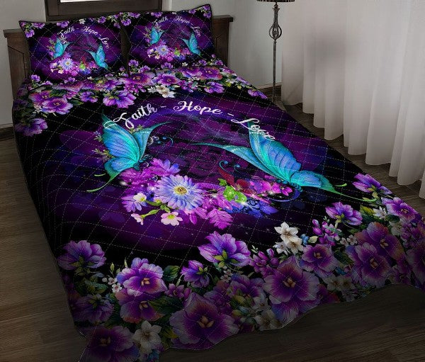 Butterfly Floral Quilt Bedding Set HT240919