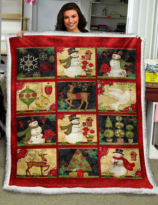 Snowman Christmas Sherpa Fleece Blanket HT221001