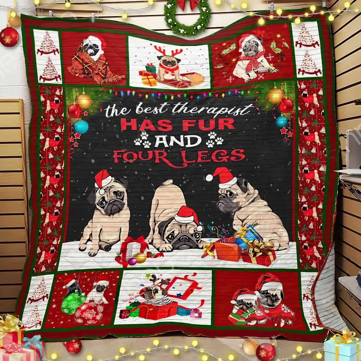 Pug Christmas Quilt Blanket HT251001