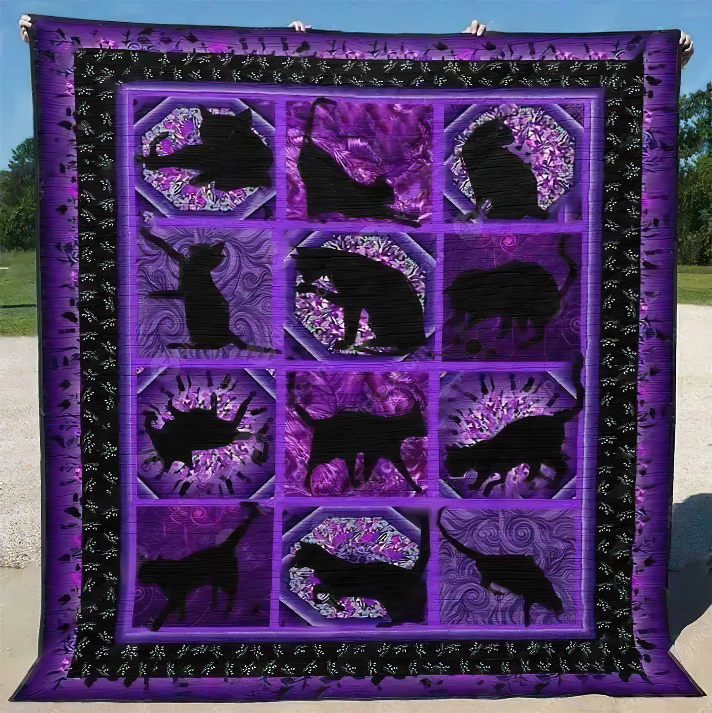 Black Cat Art Quilt HT271002