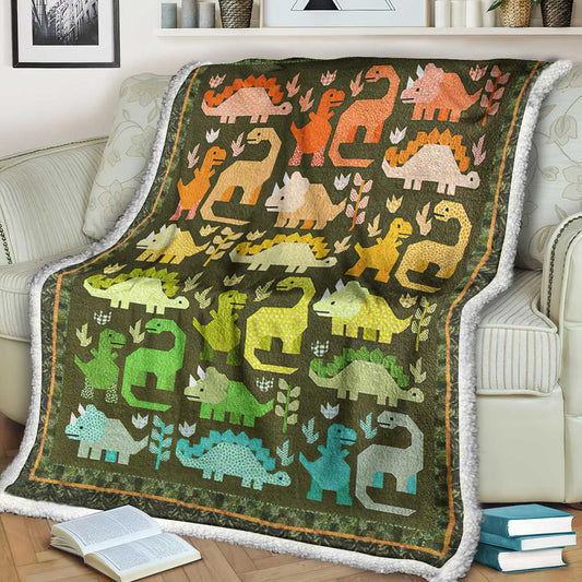 Dinosaur Sherpa Fleece Blanket HT201002