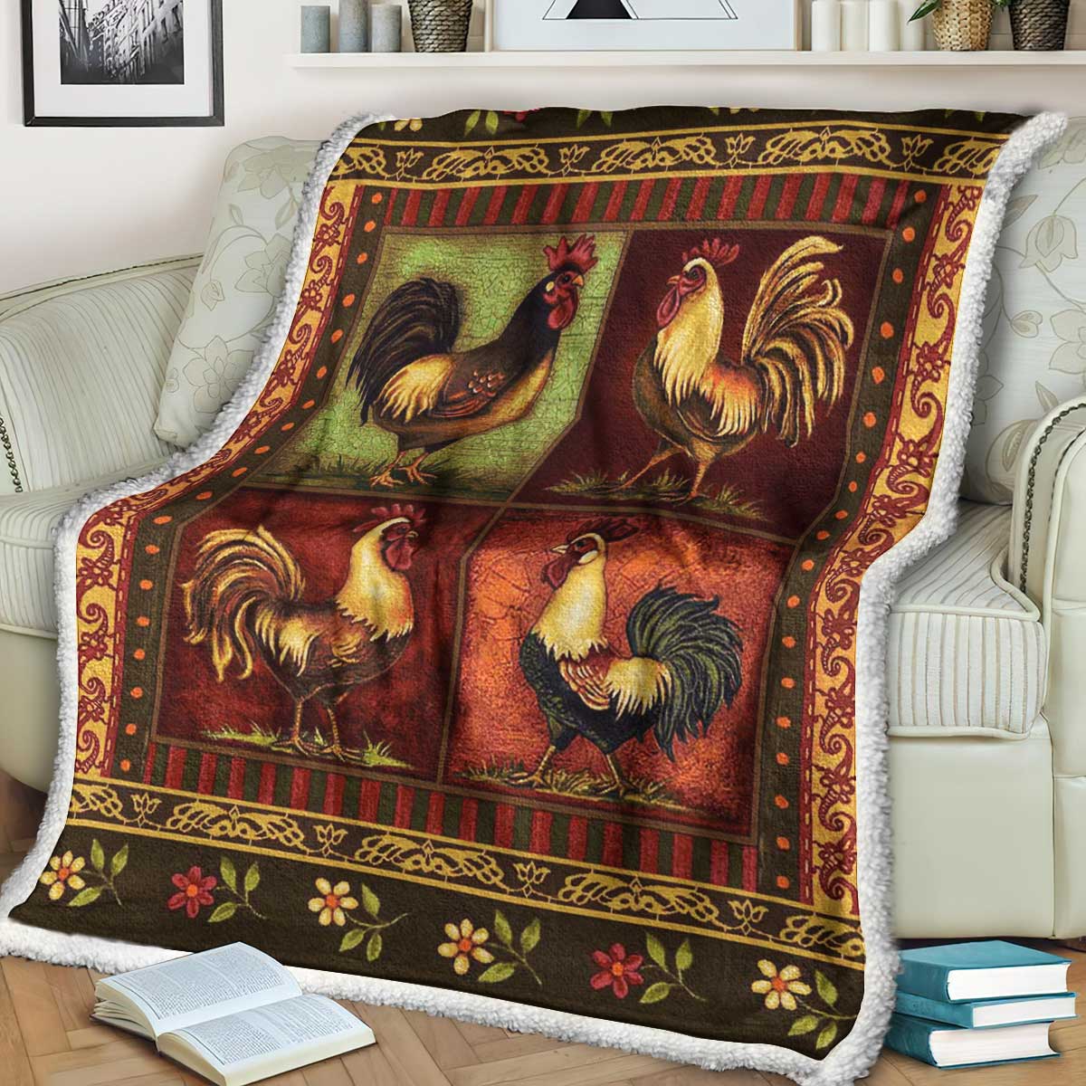 Chicken Sherpa Fleece Blanket HT161002