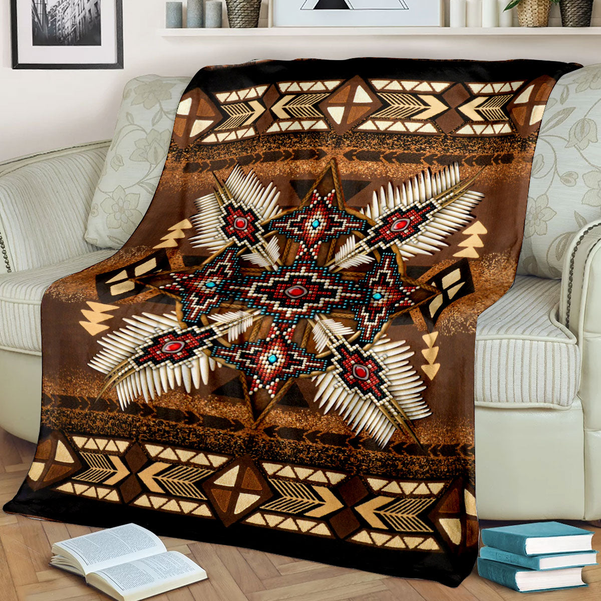 Native American Sherpa Fleece Blanket HT131002