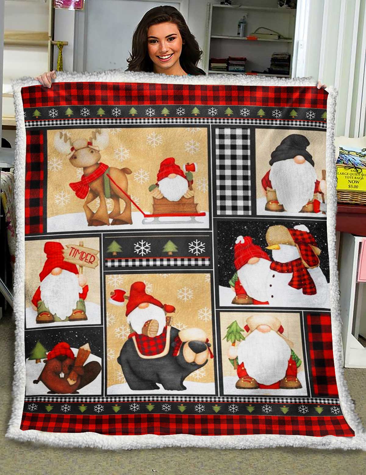 Gnome Christmas Sherpa Fleece Blanket HT191002