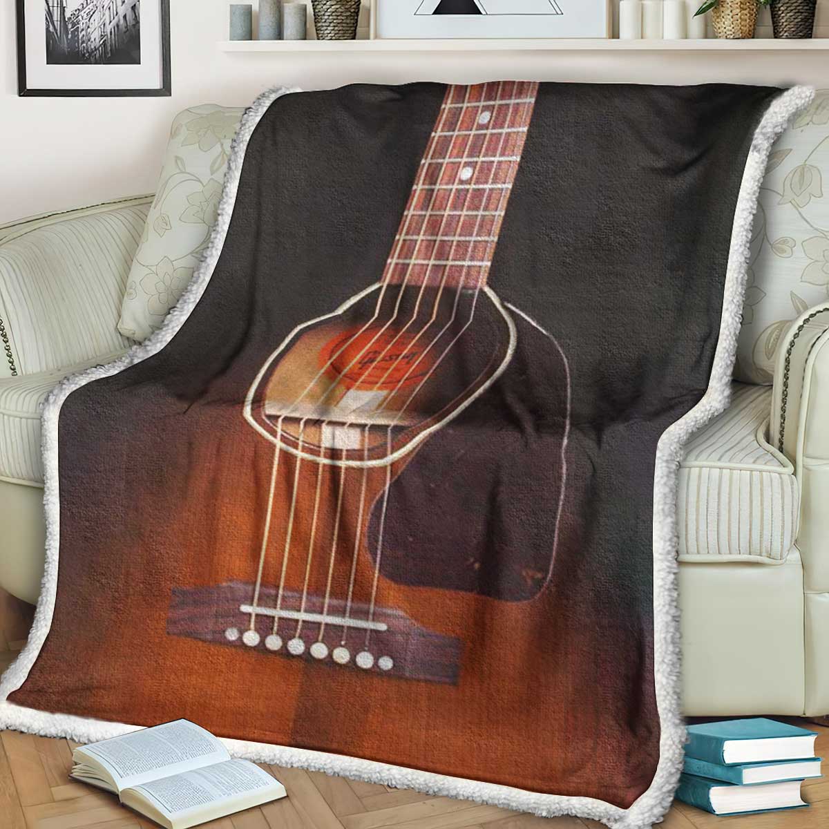 Guitar Sherpa Fleece Blanket HT151002