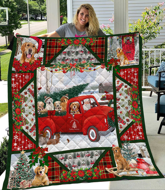 Golden Retriever Christmas Quilt Blanket HT031103