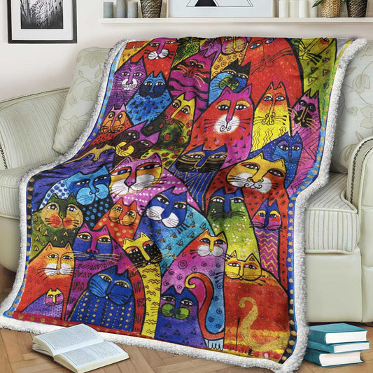 Cat Sherpa Fleece Blanket HT161003