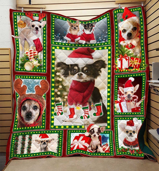 Chihuahua Christmas Quilt Blanket HT211003