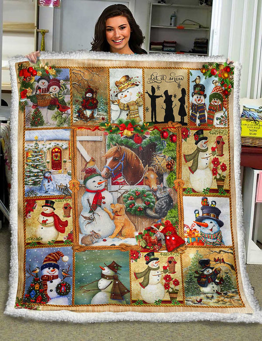 Snowman Christmas Sherpa Fleece Blanket HT221004