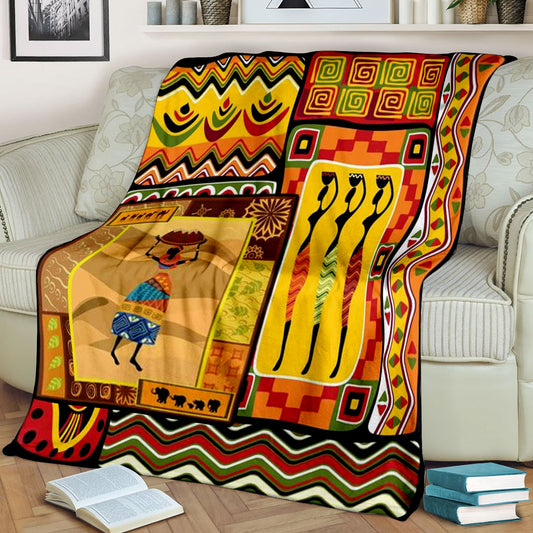 African Sherpa Fleece Blanket HT131004