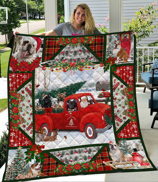 Bulldog Christmas Quilt Blanket HT041105