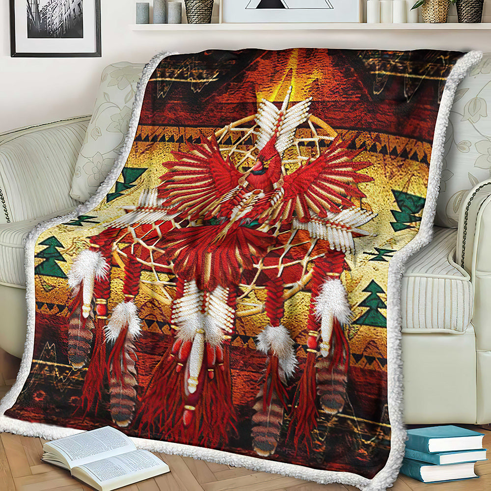 Native Cardinal Sherpa Fleece Blanket HT161005