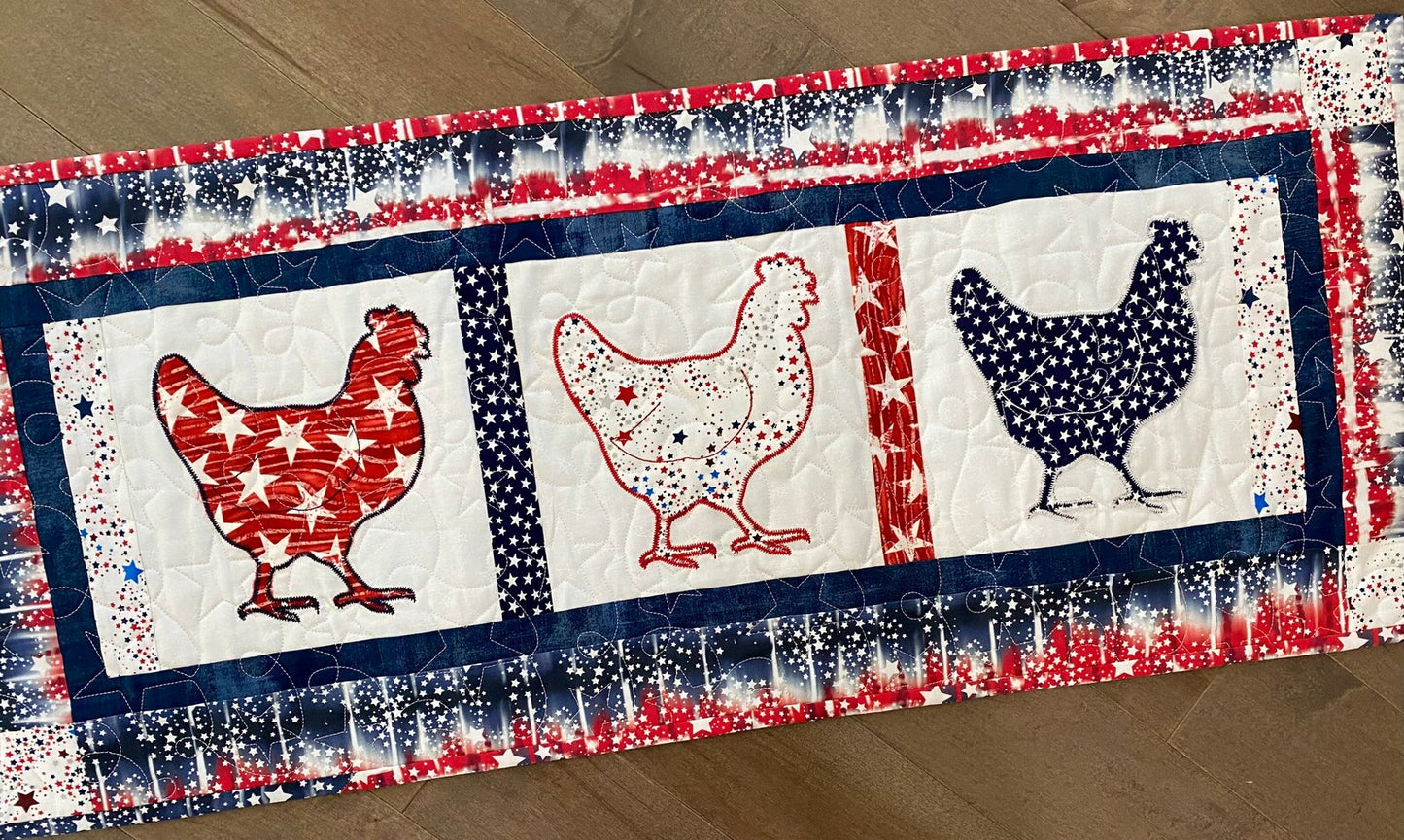 Patriotic Chicken CLA140324184 Quilted Table Runner