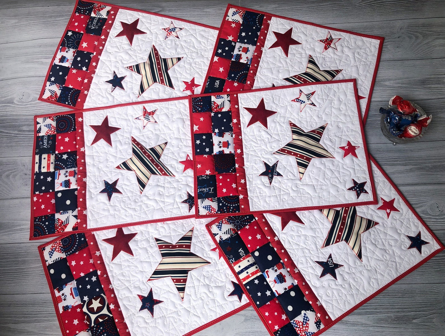 Patriotic Star CLA120324178 Quilted Placemats