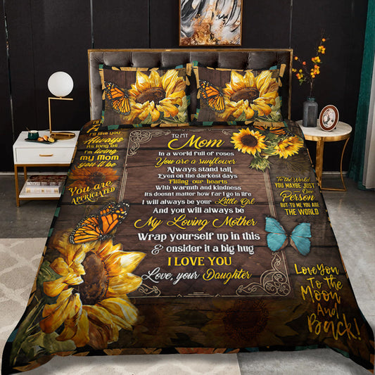 To My Mom You Are A Sunflower, Happy Mother's Day Quilt Bedding Set HM29032303QB