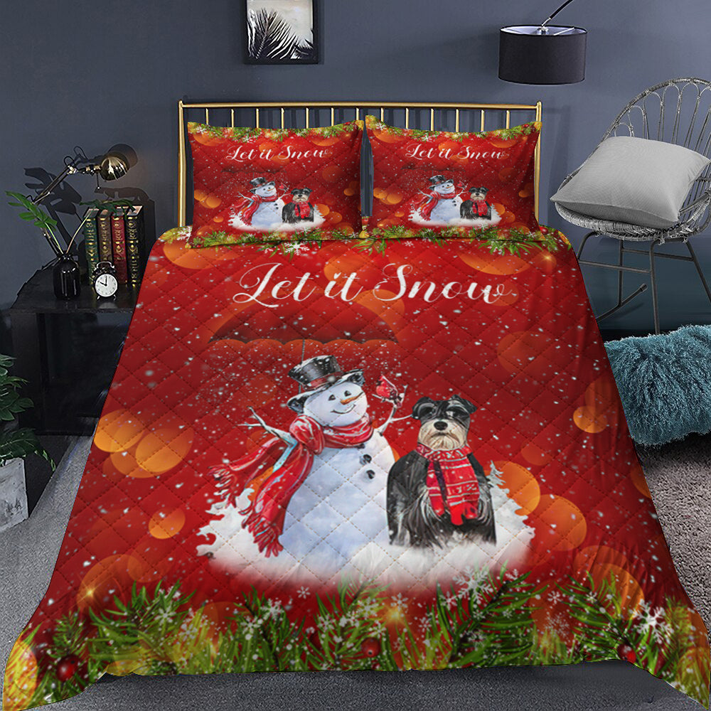 Schnauzer And Snowman Quilt Bedding Set MT270901T