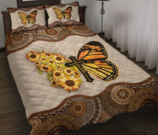 Butterfly Faith Cross Quilt Bedding Set MT290901T