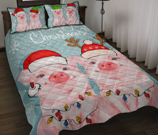 Pig Merry Christmas Quilt Bedding Set MT200901T