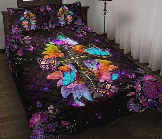 Butterfly Faith Floral Quilt Bedding Set MT290902T