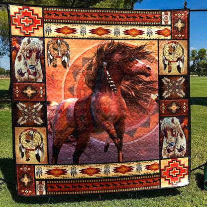 Native American Horse Quilt Blanket HM02032302BL