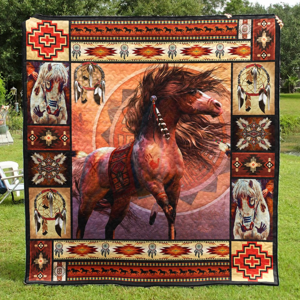 Native American Horse Quilt Blanket HM02032302BL