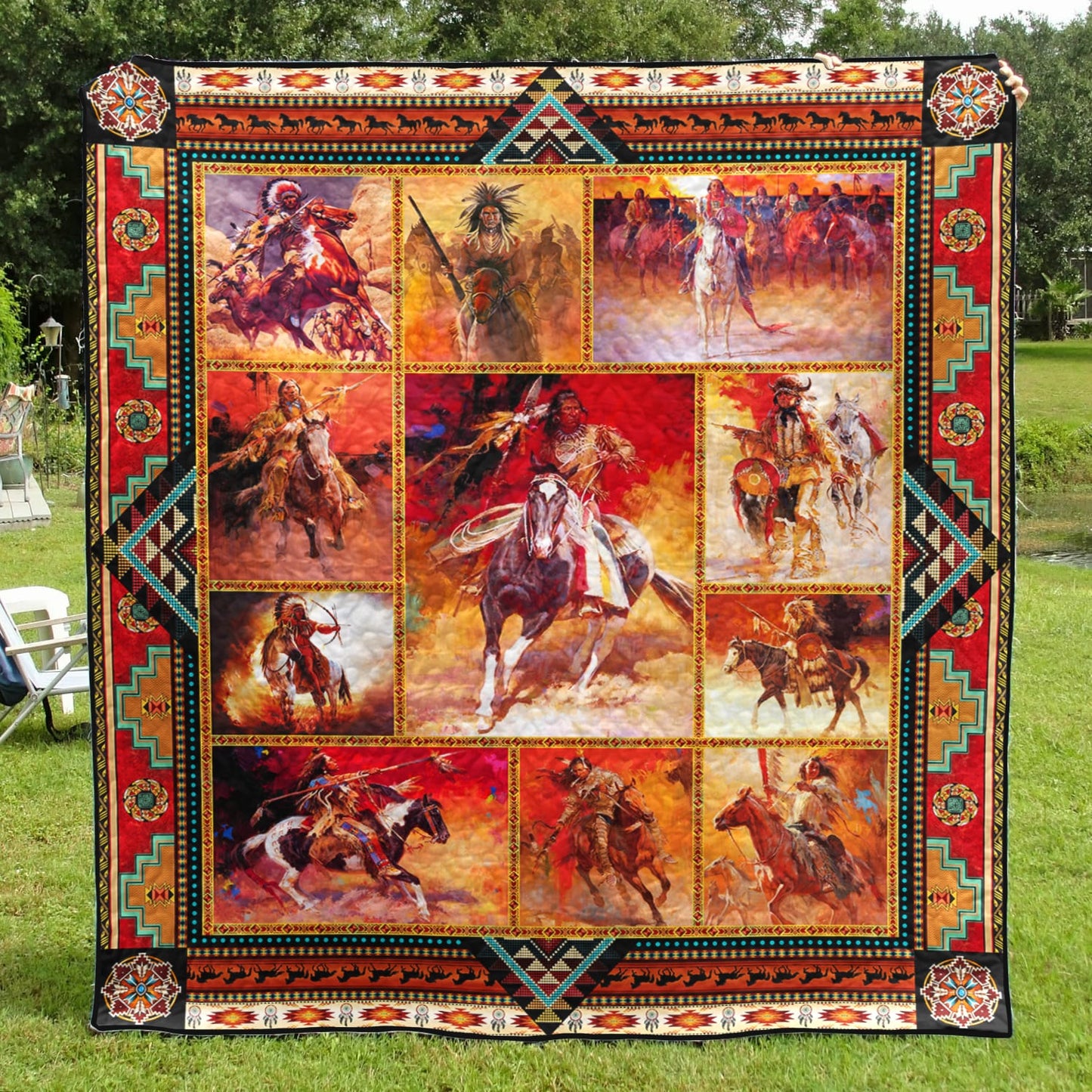 Horse Native American Quilt Blanket HM08032303BL