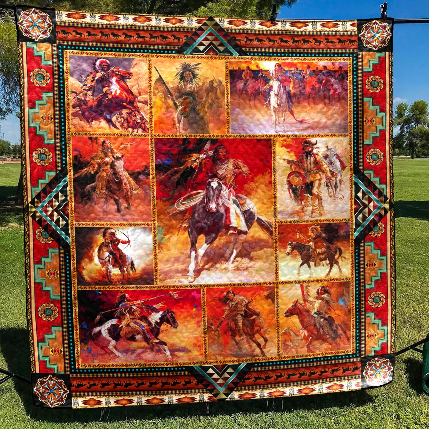 Horse Native American Quilt Blanket HM08032303BL