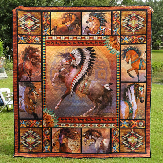 Horse Native American Quilt Blanket HM10032302BL