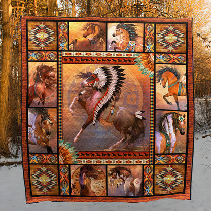 Horse Native American Quilt Blanket HM10032302BL