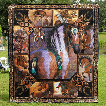 Horse Native American Quilt Blanket HM10032303BL